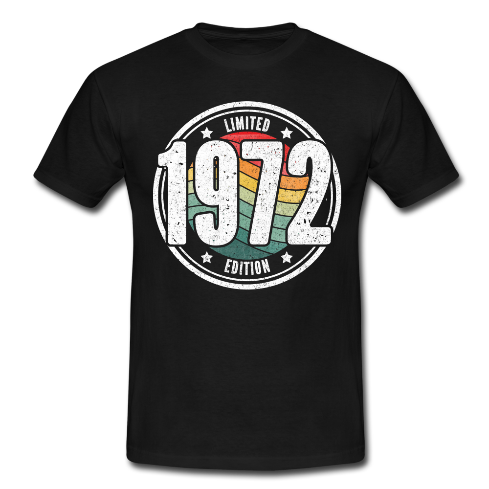 50. Geburtstag 1972 Limited Edition Retro Style Geschenk T-Shirt - black