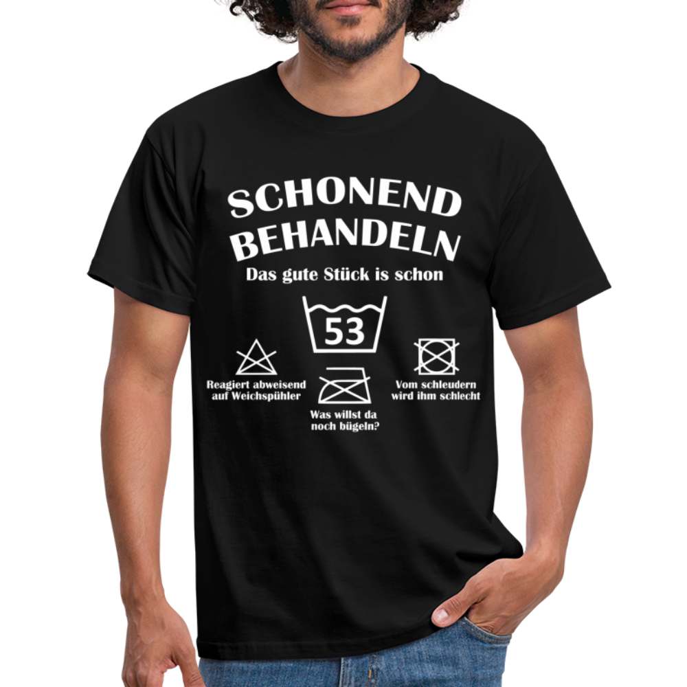 53. Geburtstags T-Shirt Schonend Behandeln - Das gute Stück is schon 53 Lustiges Geschenk Shirt - black