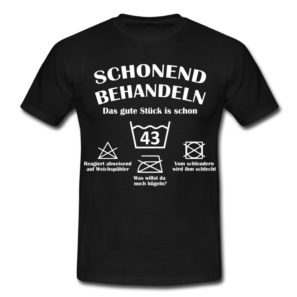 43. Geburtstags T-Shirt Schonend Behandeln - Das gute Stück is schon 43 Lustiges Geschenk Shirt - black