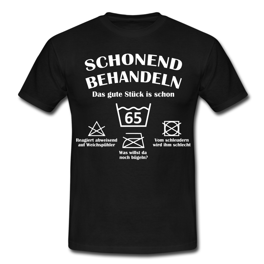 65. Geburtstags T-Shirt Schonend Behandeln - Das gute Stück is schon 65 Lustiges Geschenk Shirt - black