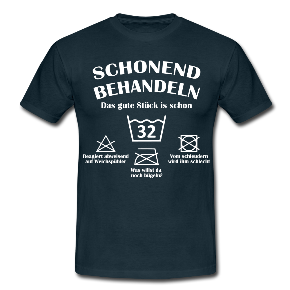 32. Geburtstags T-Shirt Schonend Behandeln - Das gute Stück is schon 32 Lustiges Geschenk Shirt - navy