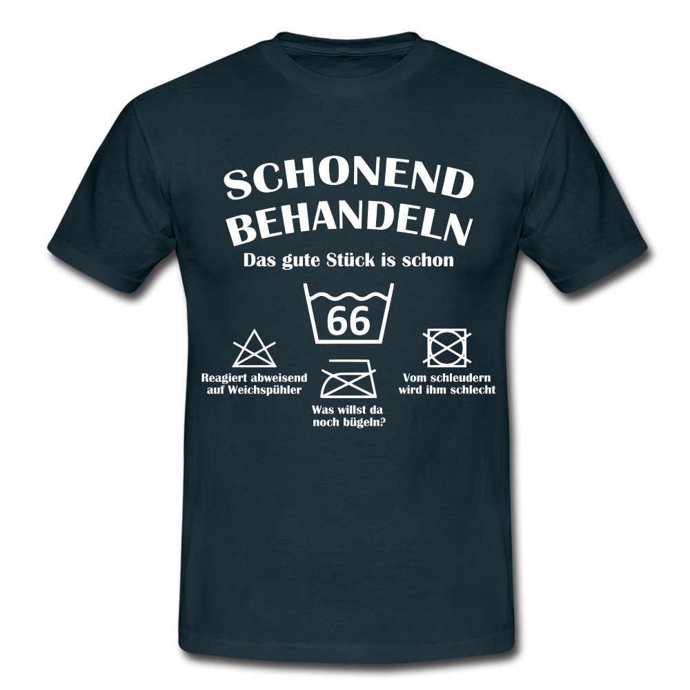 66. Geburtstags T-Shirt Schonend Behandeln - Das gute Stück is schon 66 Lustiges Geschenk Shirt - navy