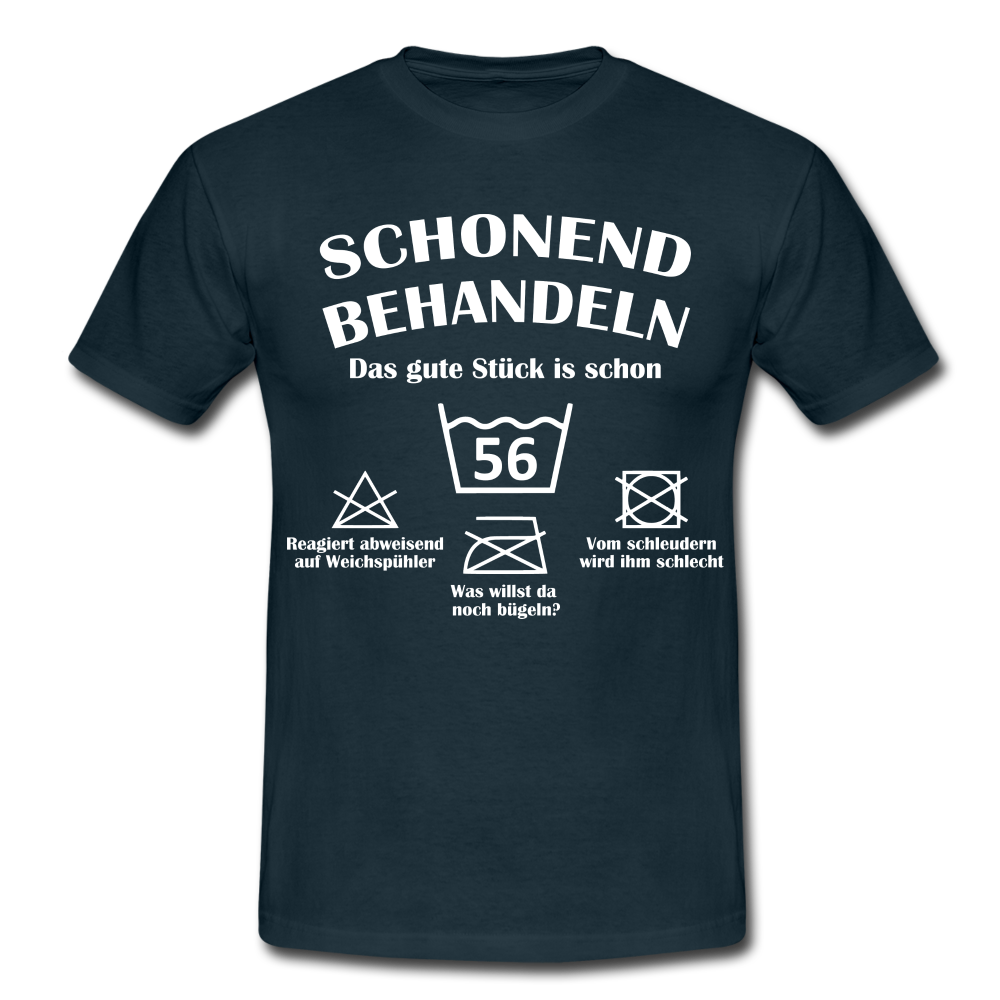 56. Geburtstags T-Shirt Schonend Behandeln - Das gute Stück is schon 56 Lustiges Geschenk Shirt - navy