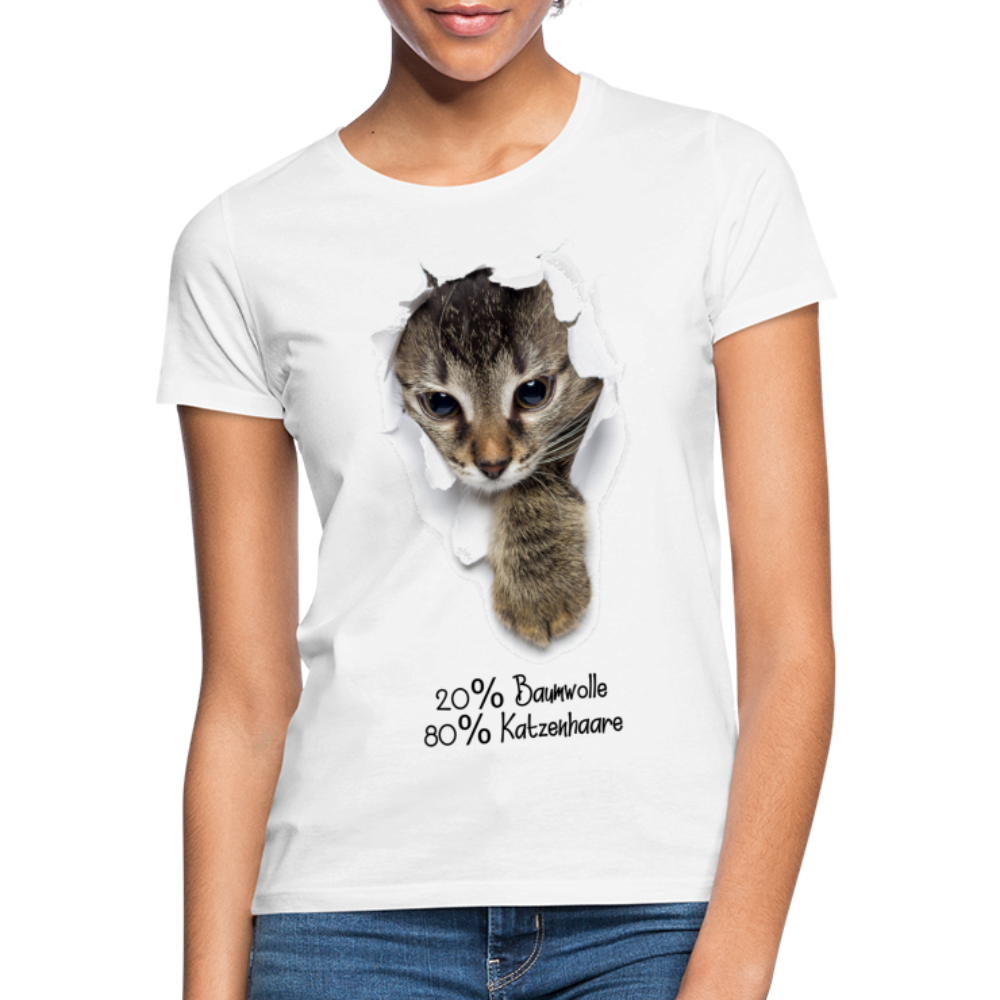 Süße Katze 20% Baumwolle 80% Katzenhaare Lustiges Geschenk Frauen T-Shirt - white