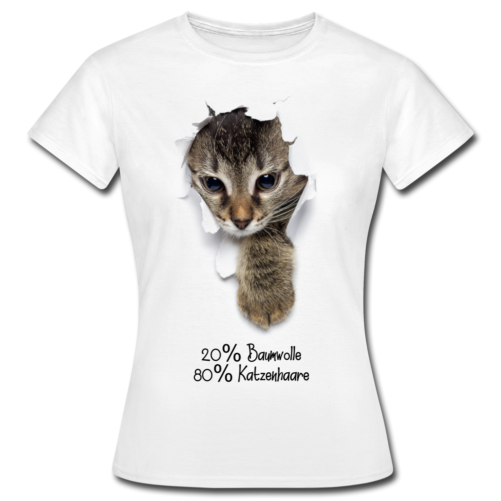 Süße Katze 20% Baumwolle 80% Katzenhaare Lustiges Geschenk Frauen T-Shirt - white