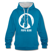 Papa Bear proud Daddy stolzer Vater Hoodie - peacock blue/heather grey