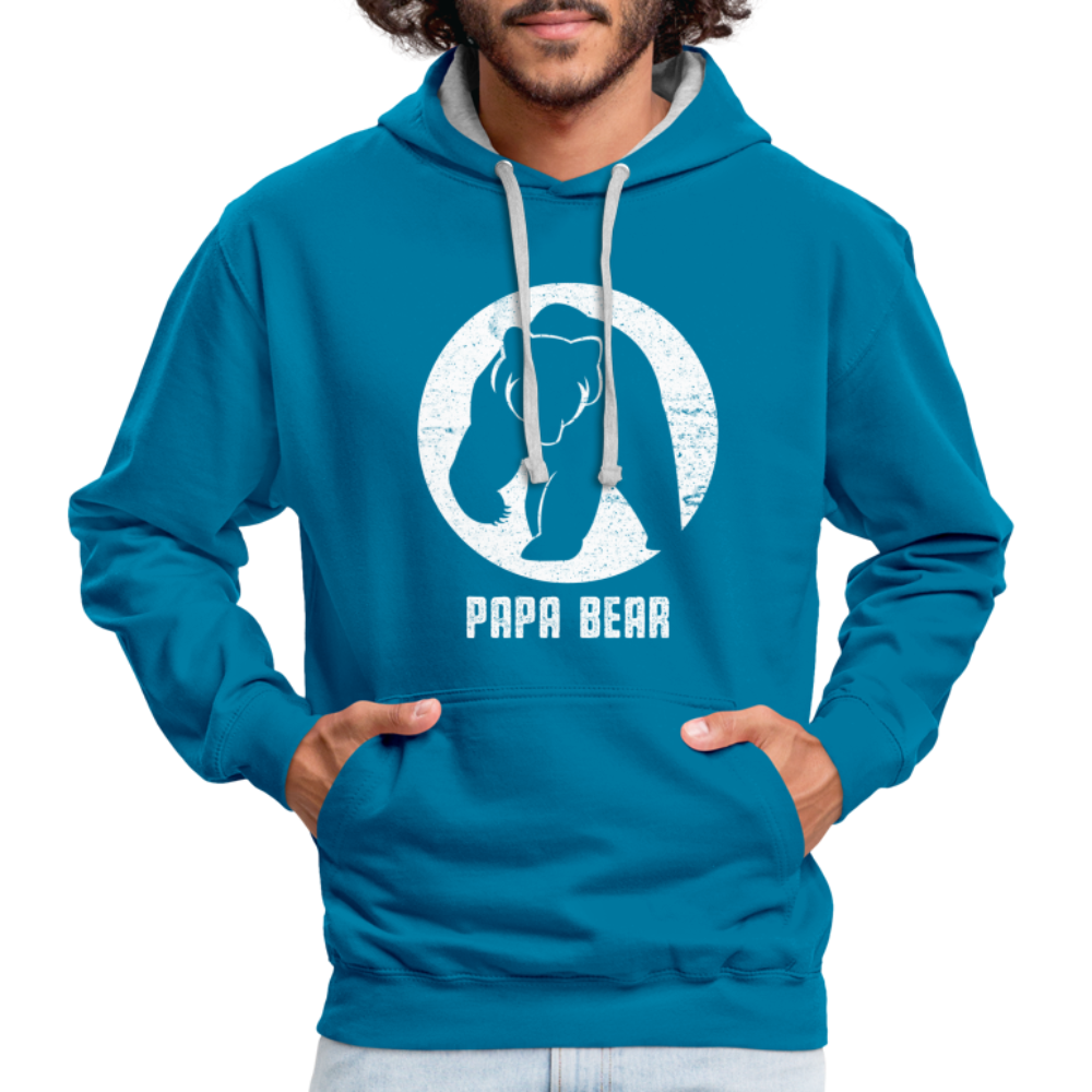 Papa Bear proud Daddy stolzer Vater Hoodie - peacock blue/heather grey