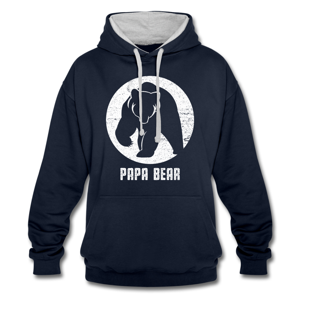 Papa Bear proud Daddy stolzer Vater Hoodie - navy/heather grey