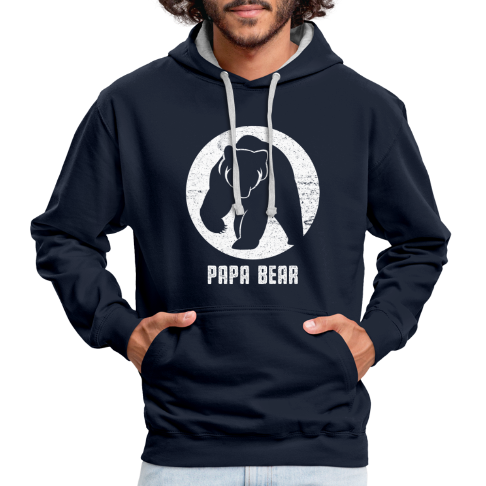 Papa Bear proud Daddy stolzer Vater Hoodie - navy/heather grey