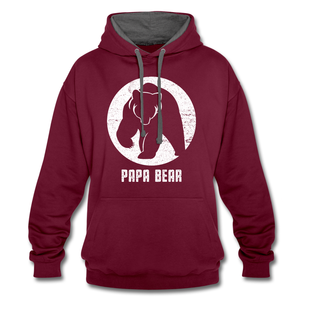 Papa Bear proud Daddy stolzer Vater Hoodie - burgundy/charcoal