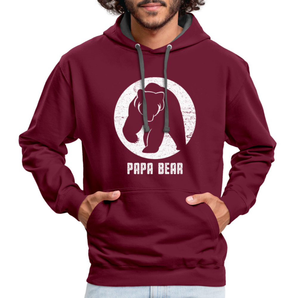 Papa Bear proud Daddy stolzer Vater Hoodie - burgundy/charcoal