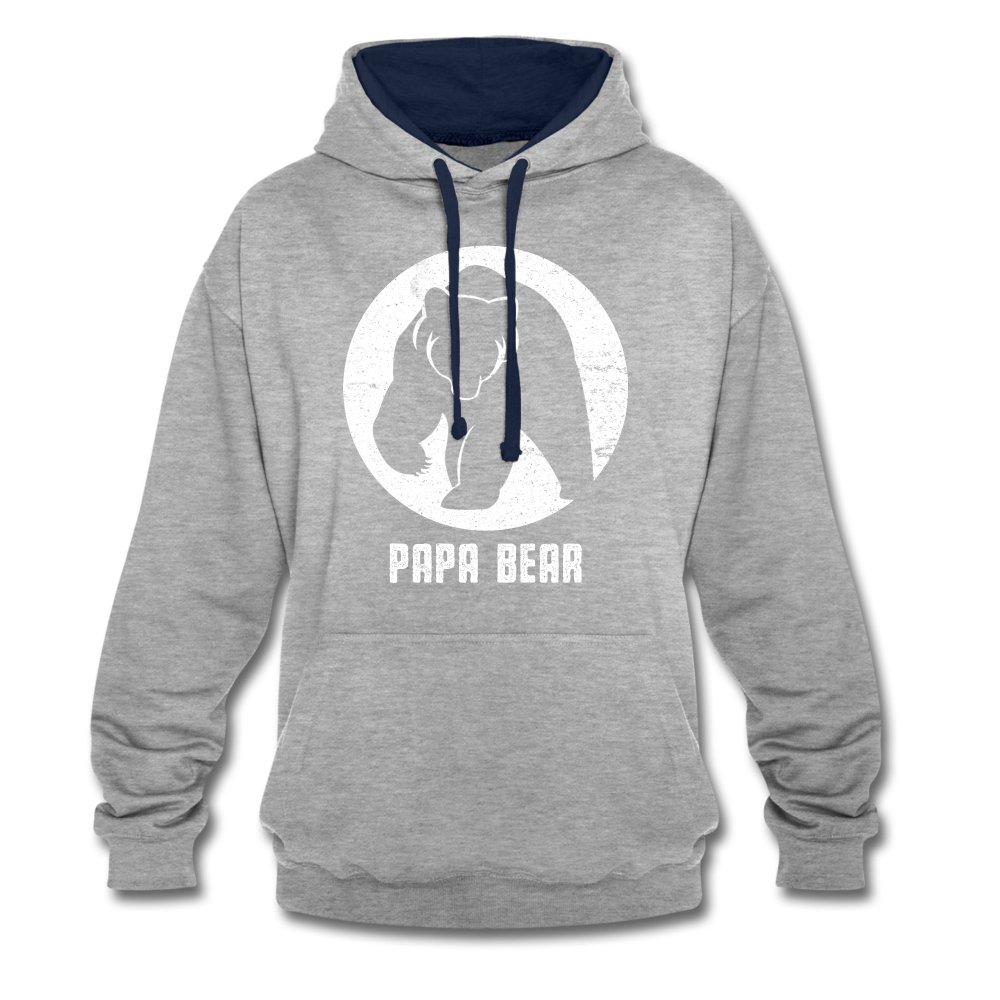 Papa Bear proud Daddy stolzer Vater Hoodie - heather grey/navy