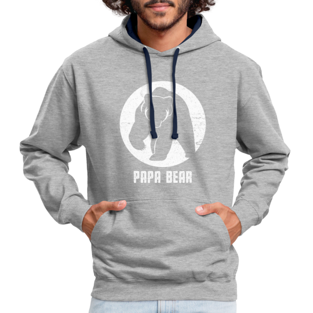 Papa Bear proud Daddy stolzer Vater Hoodie - heather grey/navy