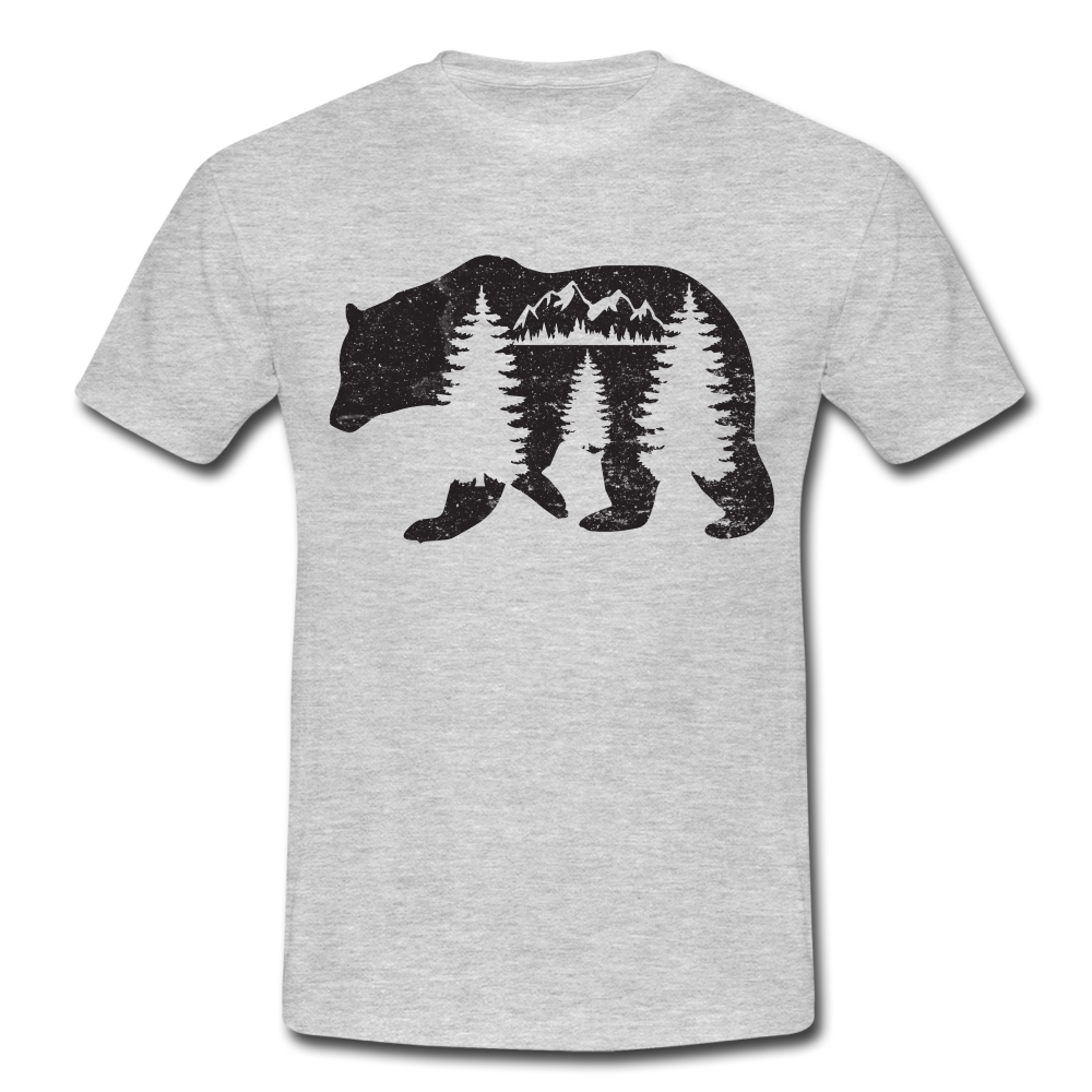 Bär Wildnis Wandern Berge Outdoor T-Shirt - heather grey