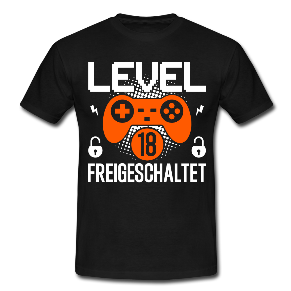 Gamer 18. Geburtstag Gaming Shirt Level 18 Freigeschaltet Geschenk T-Shirt - black