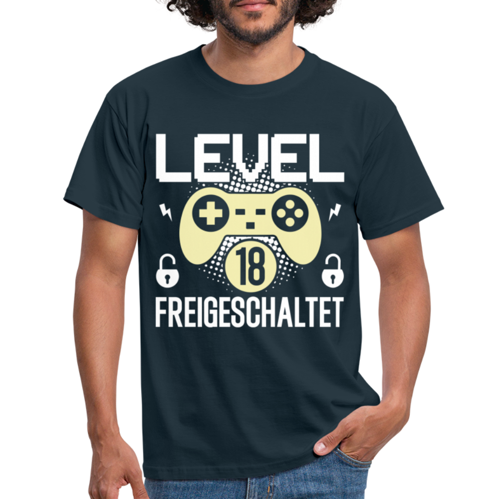 Gamer 18. Geburtstag Gaming Shirt Level 18 Freigeschaltet Geschenk T-Shirt - navy