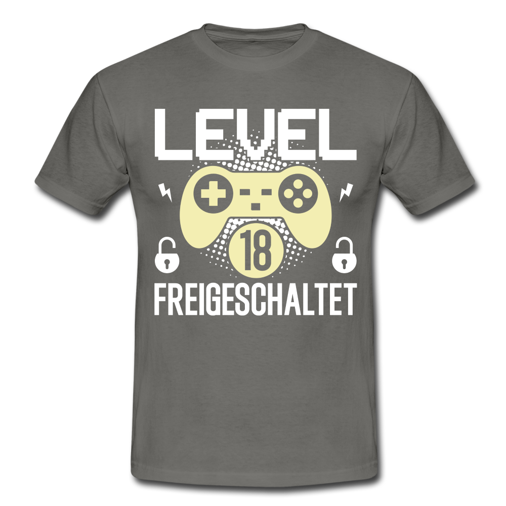 Gamer 18. Geburtstag Gaming Shirt Level 18 Freigeschaltet Geschenk T-Shirt - graphite grey