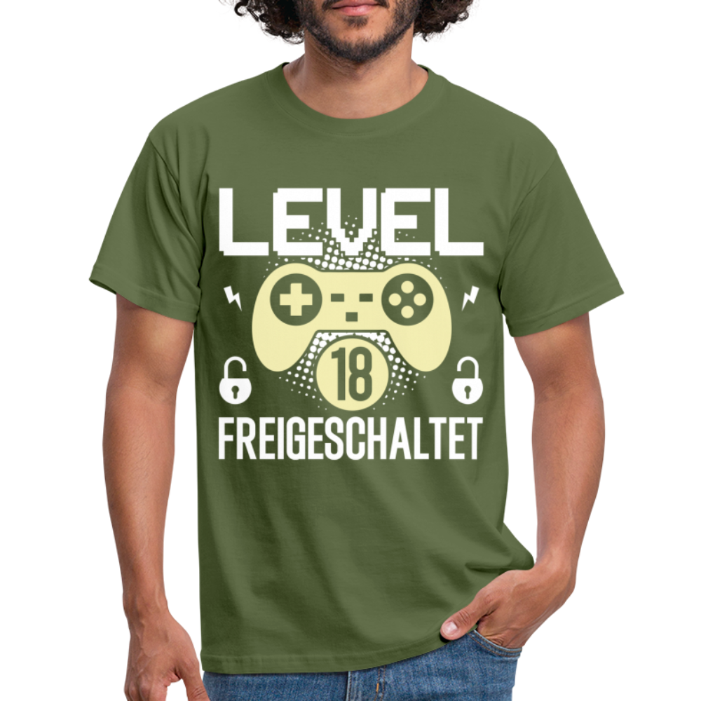 Gamer 18. Geburtstag Gaming Shirt Level 18 Freigeschaltet Geschenk T-Shirt - military green