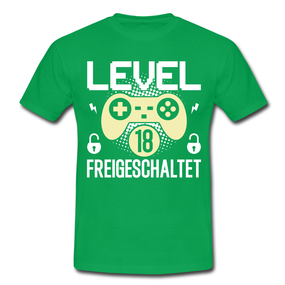 Gamer 18. Geburtstag Gaming Shirt Level 18 Freigeschaltet Geschenk T-Shirt - kelly green