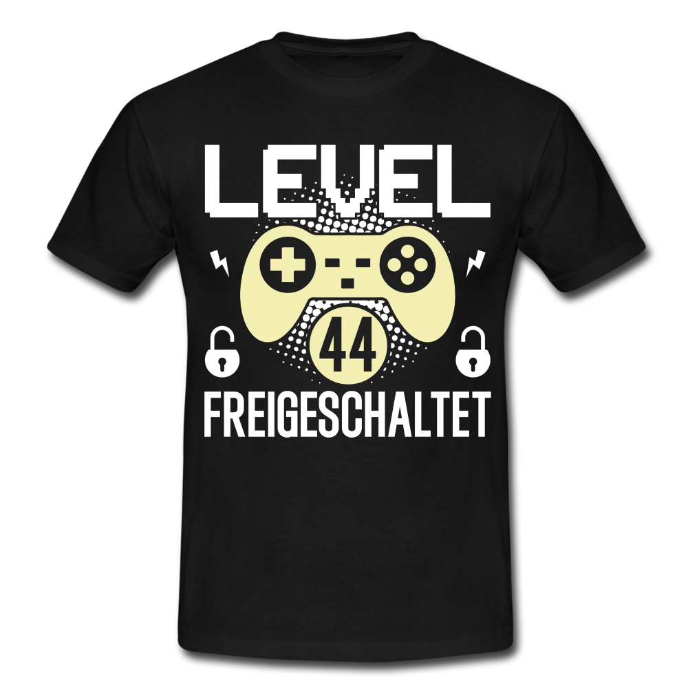 Gamer 44. Geburtstag Gaming Shirt Level 44 Freigeschaltet Geschenk T-Shirt - black