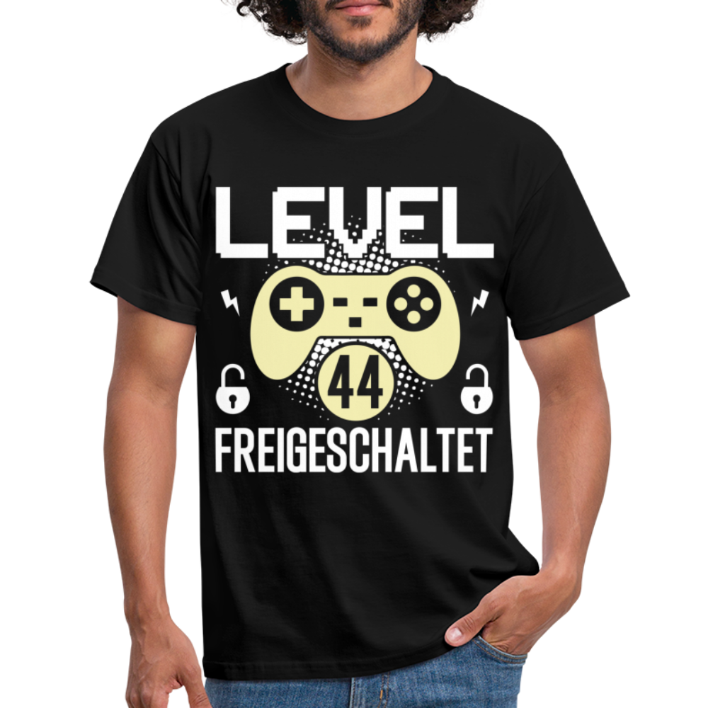 Gamer 44. Geburtstag Gaming Shirt Level 44 Freigeschaltet Geschenk T-Shirt - black