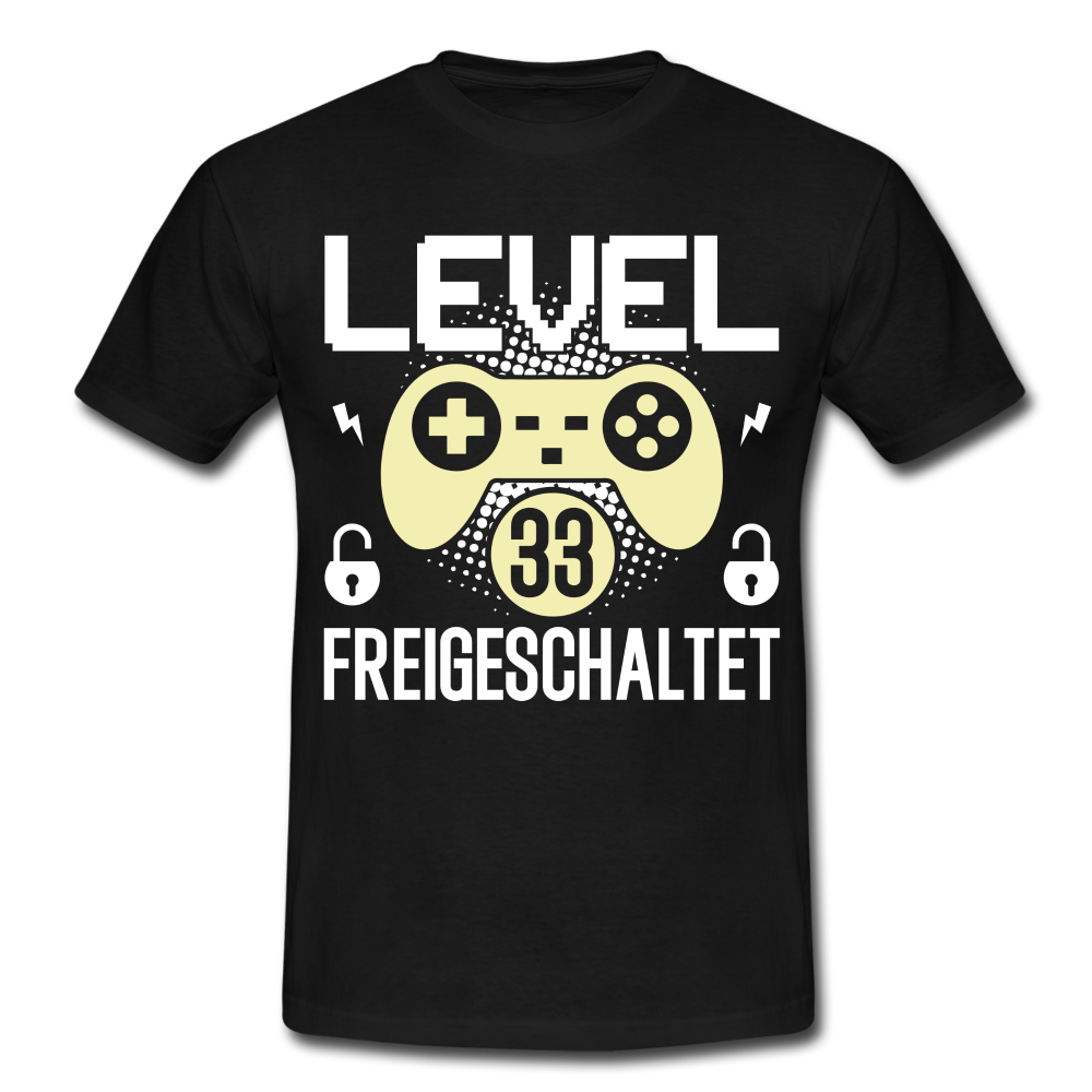 Gamer 33. Geburtstag Gaming Shirt Level 33 Freigeschaltet Geschenk T-Shirt - black