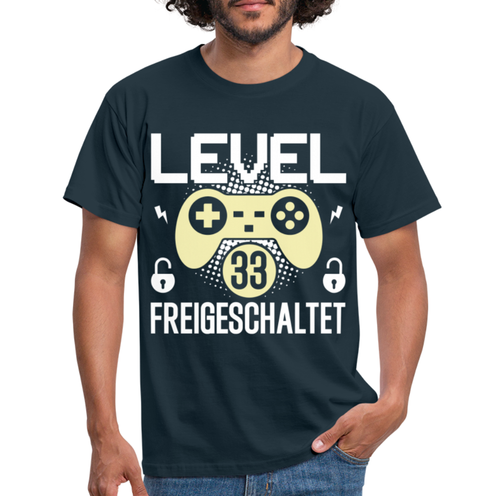 Gamer 33. Geburtstag Gaming Shirt Level 33 Freigeschaltet Geschenk T-Shirt - navy