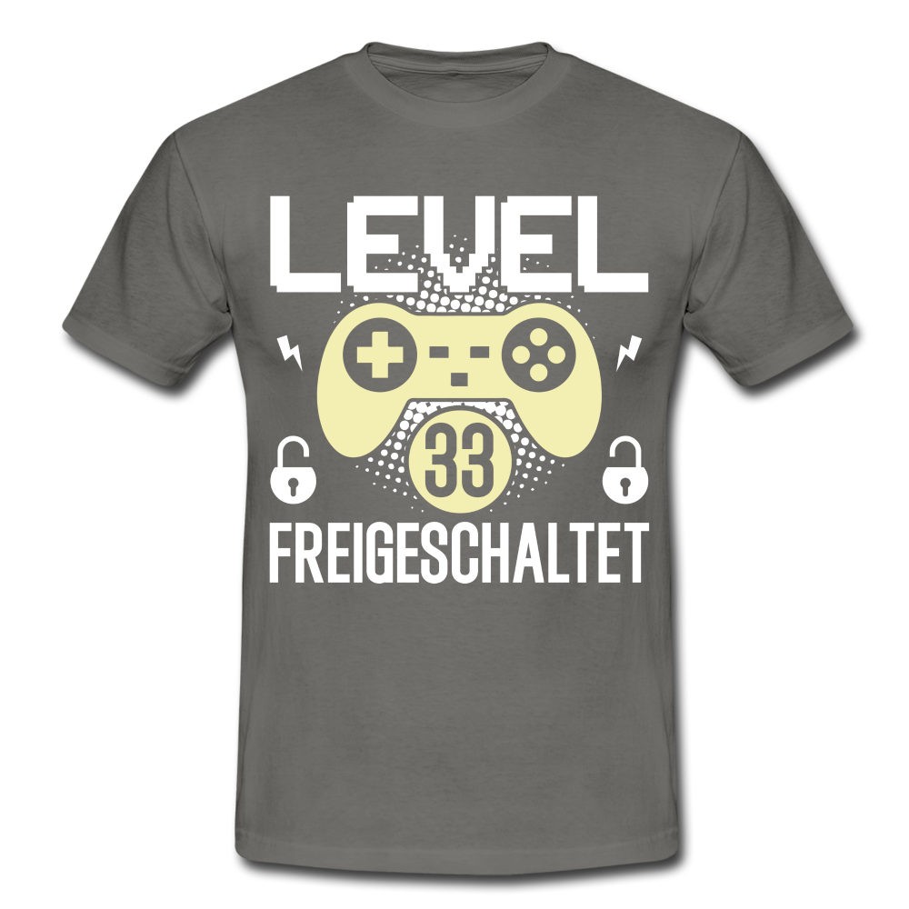 Gamer 33. Geburtstag Gaming Shirt Level 33 Freigeschaltet Geschenk T-Shirt - graphite grey