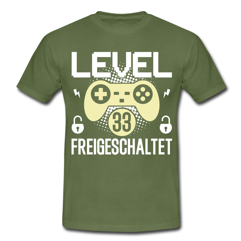 Gamer 33. Geburtstag Gaming Shirt Level 33 Freigeschaltet Geschenk T-Shirt - military green
