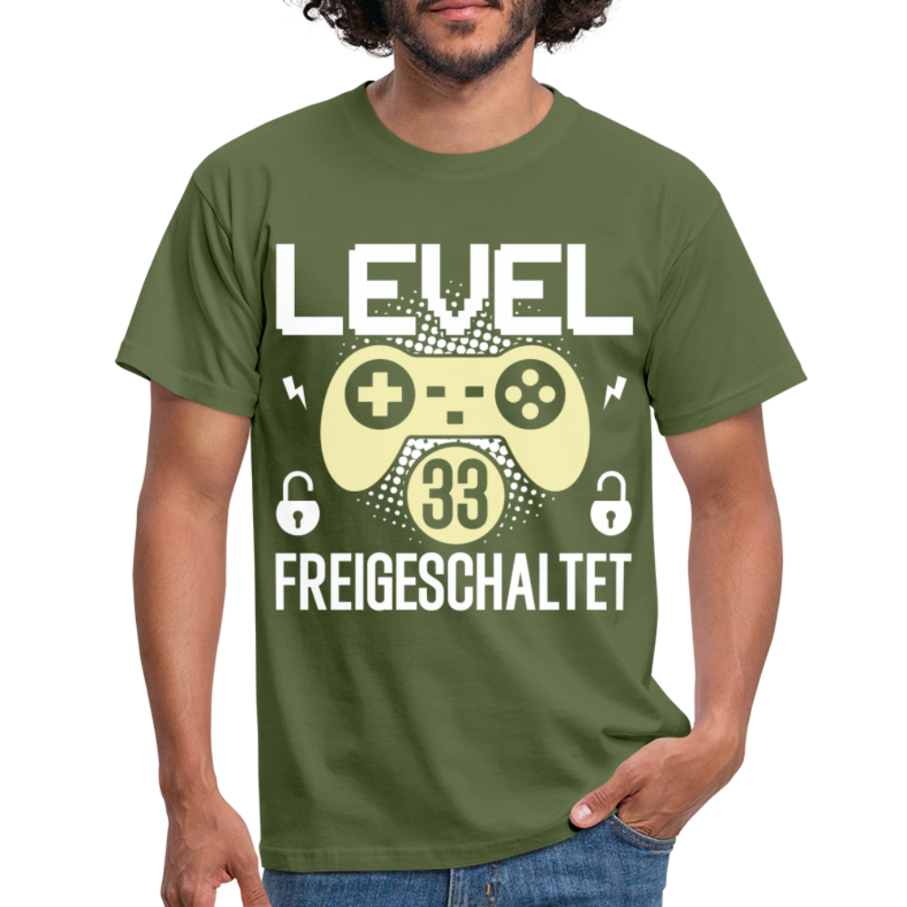 Gamer 33. Geburtstag Gaming Shirt Level 33 Freigeschaltet Geschenk T-Shirt - military green