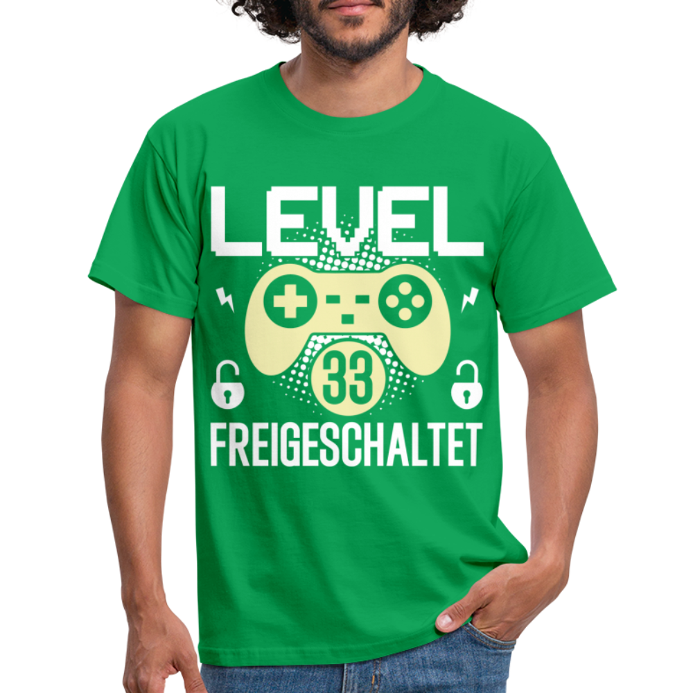 Gamer 33. Geburtstag Gaming Shirt Level 33 Freigeschaltet Geschenk T-Shirt - kelly green