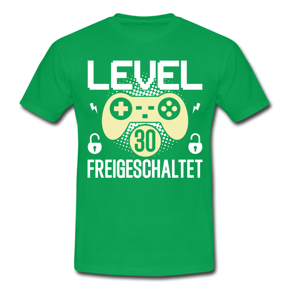 Gamer 30. Geburtstag Gaming Shirt Level 30 Freigeschaltet Geschenk T-Shirt - kelly green