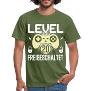 Gamer 20. Geburtstag Gaming Shirt Level 20 Freigeschaltet Geschenk T-Shirt - military green