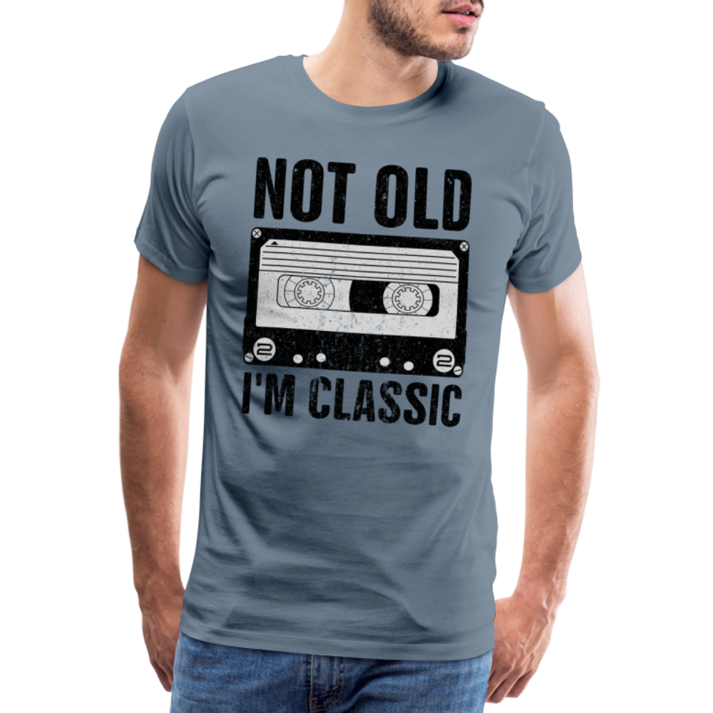 Retro Kassette Tape Not Old I'm Classic Witziges Nostalgie Premium T-Shirt - steel blue