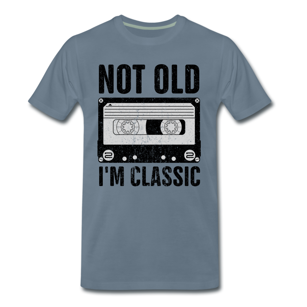 Retro Kassette Tape Not Old I'm Classic Witziges Nostalgie Premium T-Shirt - steel blue