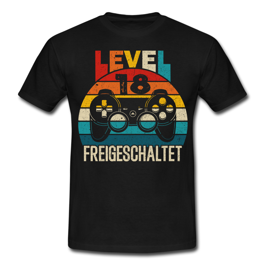 18.Geburtstag Gamer Level 18 Freigeschaltet Geschenk T-Shirt - black