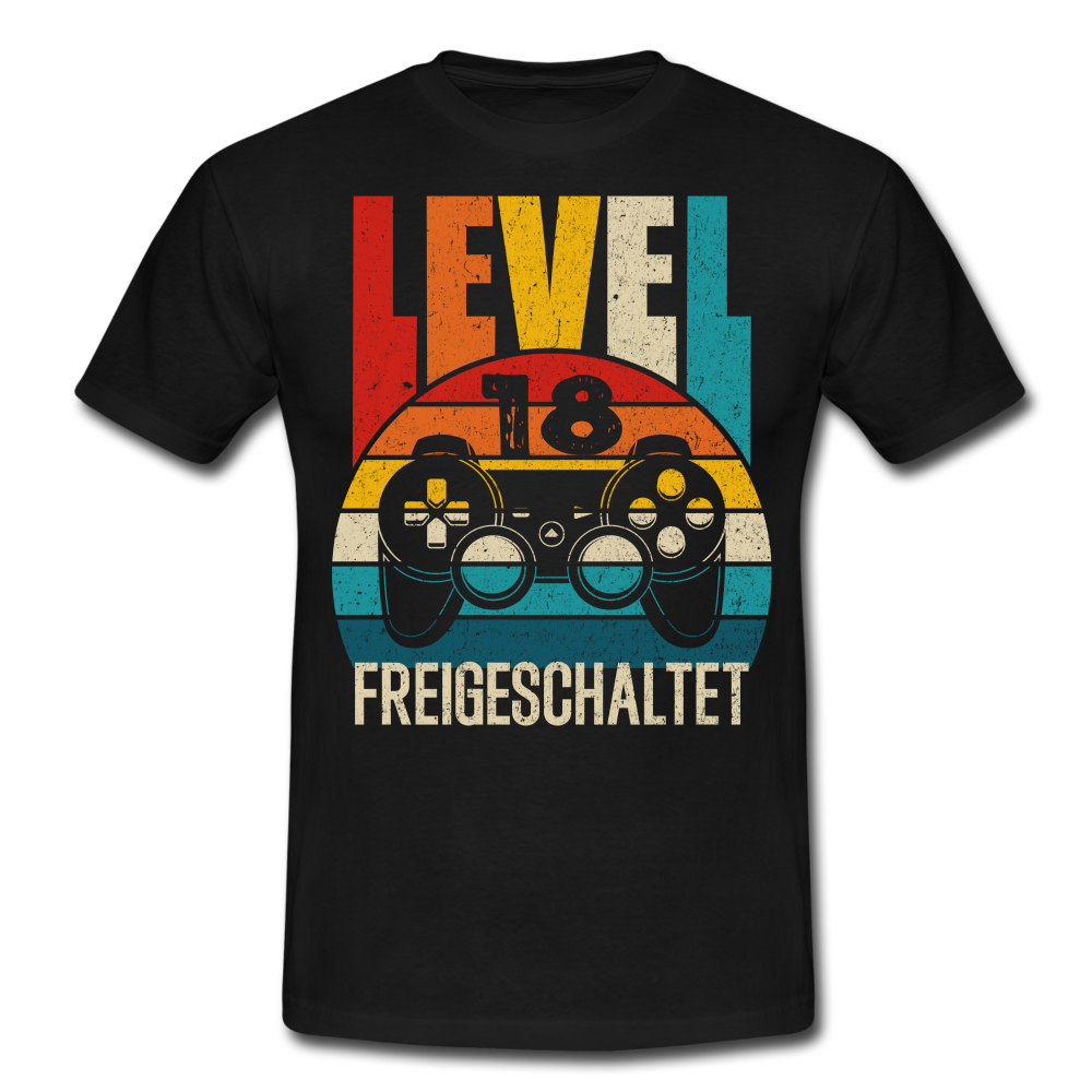 18. Geburtstag Level 18 Freigeschaltet Geschenk T-Shirt - black