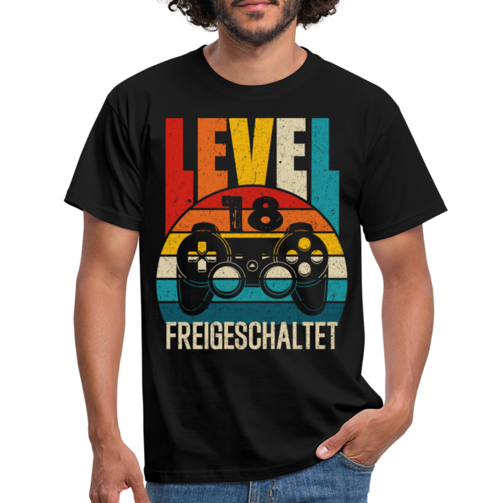 18. Geburtstag Level 18 Freigeschaltet Geschenk T-Shirt - black