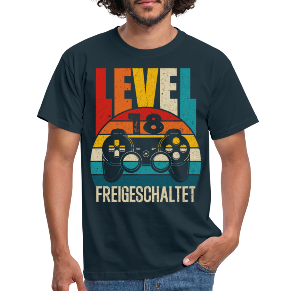 18. Geburtstag Level 18 Freigeschaltet Geschenk T-Shirt - navy