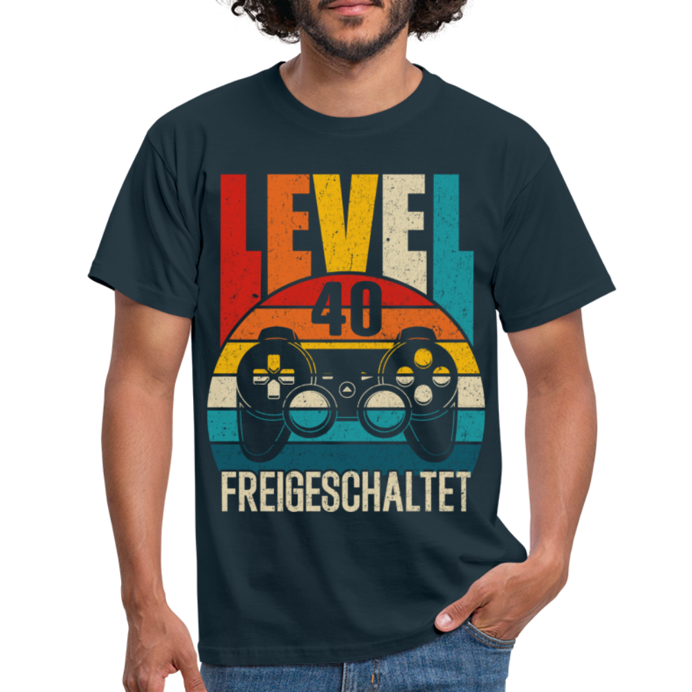 40. Geburtstag Level 40 Freigeschaltet Geschenk T-Shirt - navy