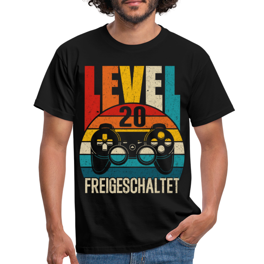 20. Geburtstag Level 20 Freigeschaltet Geschenk T-Shirt - black