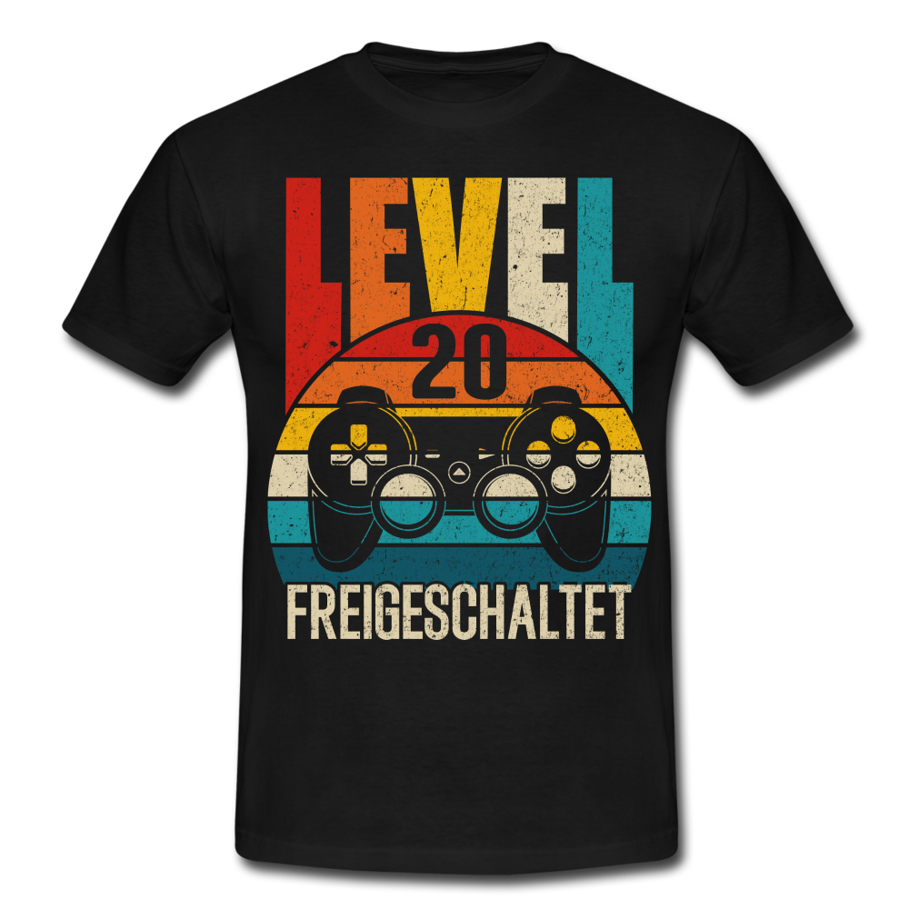 20. Geburtstag Level 20 Freigeschaltet Geschenk T-Shirt - black