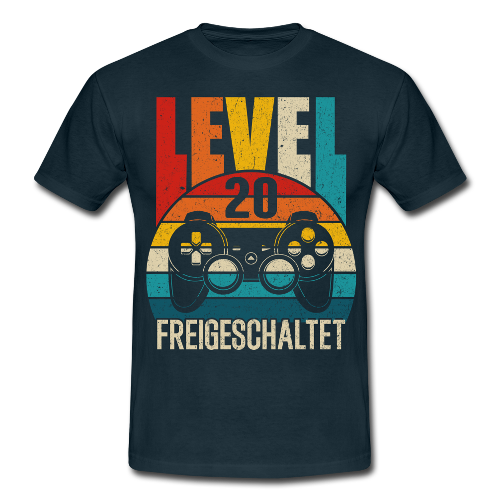 20. Geburtstag Level 20 Freigeschaltet Geschenk T-Shirt - navy