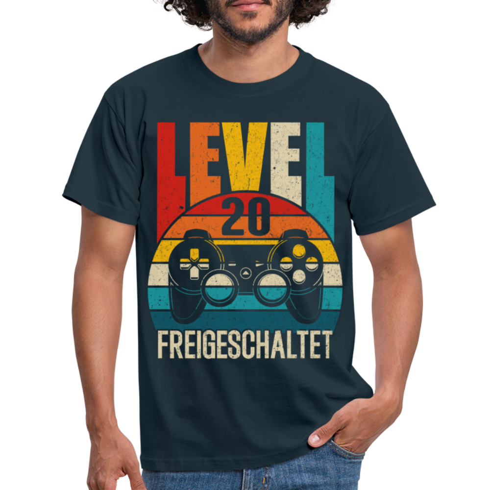 20. Geburtstag Level 20 Freigeschaltet Geschenk T-Shirt - navy