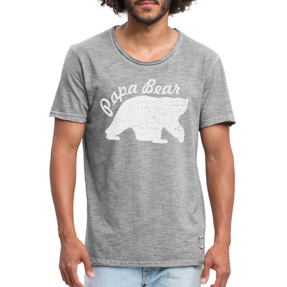 Papa Bear Vintage T-Shirt für stolze Papas Geschenkidee - vintage grey