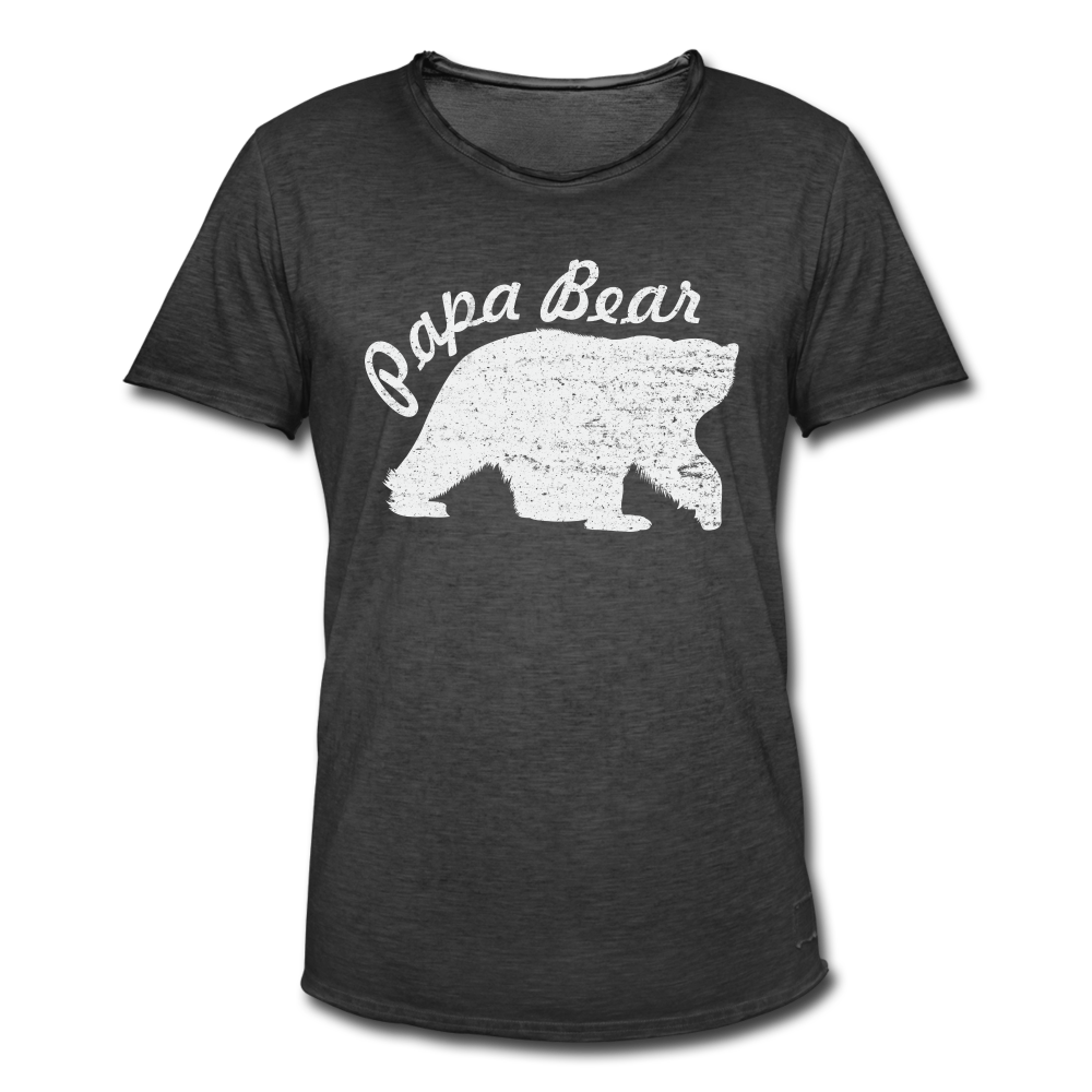 Papa Bear Vintage T-Shirt für stolze Papas Geschenkidee - washed black