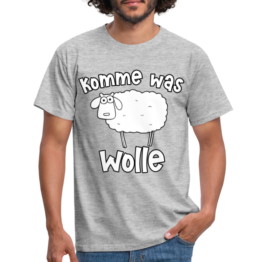 Schaf Schäfer Schafhirte Komme was Wolle Lustiges Witziges T-Shirt - heather grey