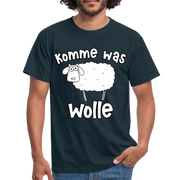Schaf Schäfer Schafhirte Komme was Wolle Lustiges Witziges T-Shirt - navy