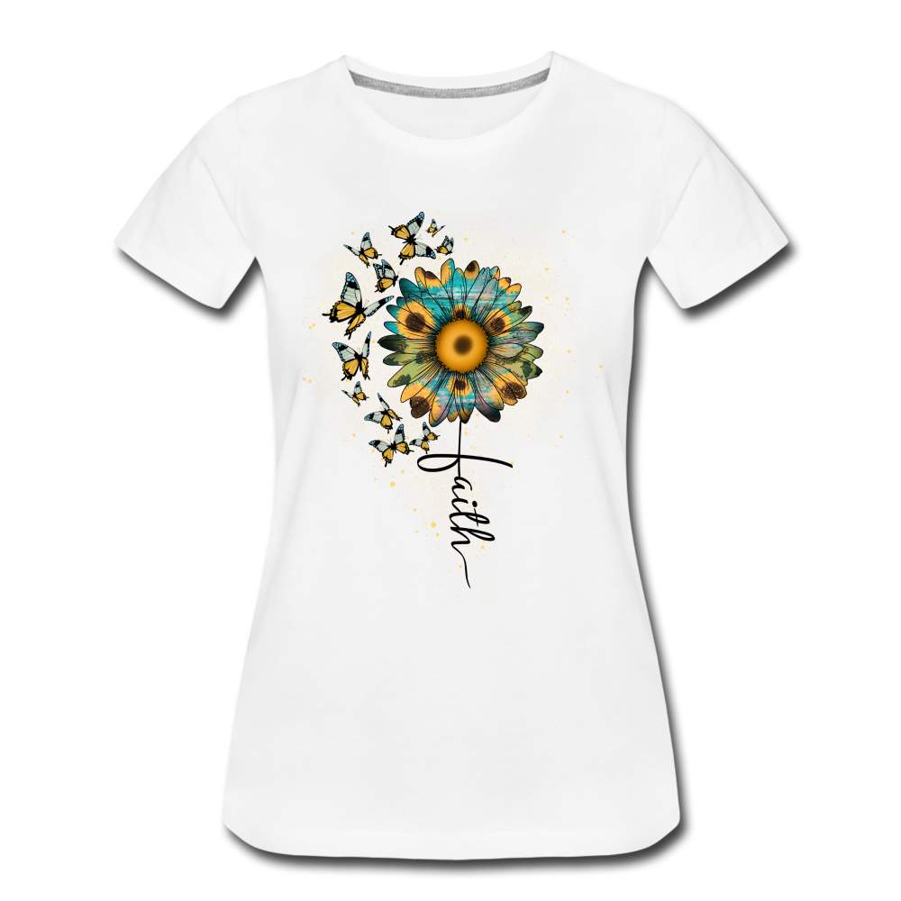 Sonnenblume Schmetterling Faith Frauen Premium T-Shirt - white