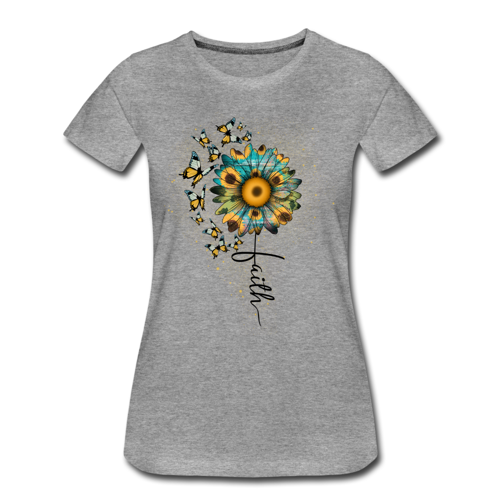 Sonnenblume Schmetterling Faith Frauen Premium T-Shirt - heather grey